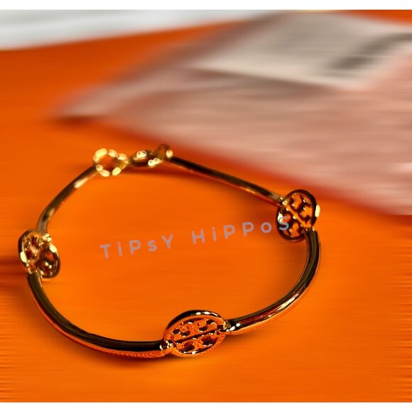 Tory Burch Gold Miller Double T Station Bracelet - Picture 5 of 8